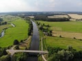 Aerial view of Havel river canal VoÃÅ¸kanal in Krewelin, Oberhavel, Ruppiner Lakeland, Brandenburg, Germany